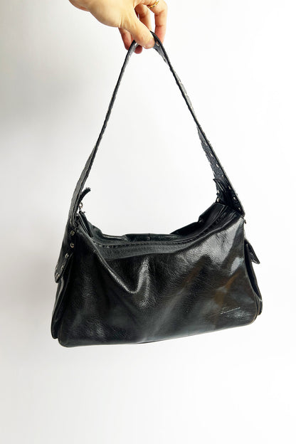 Vintage black Blumarine studded black leather shoulder bag