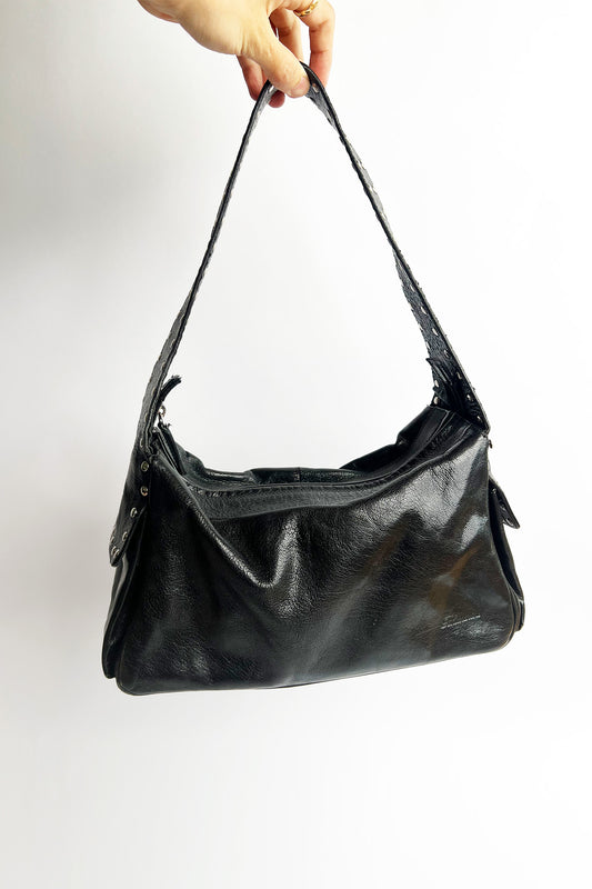 Vintage black Blumarine studded black leather shoulder bag