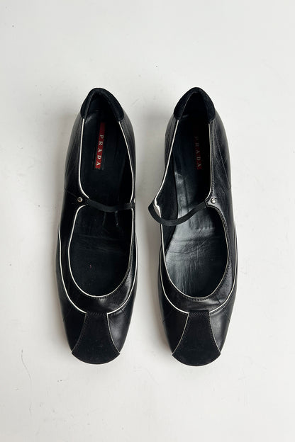 Vintage 90s Prada Sports black leather mary janes