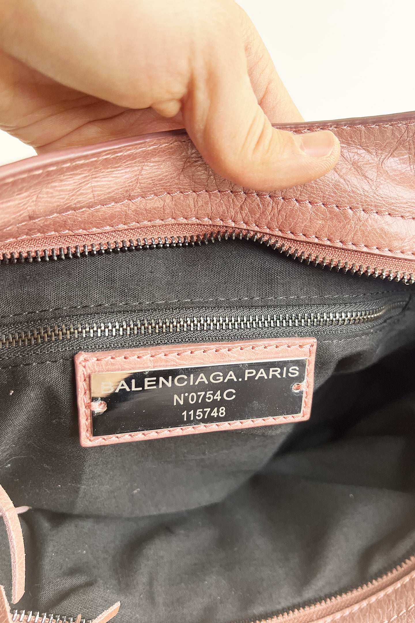 Vintage 2000s pale pink distressed leather Balenciaga City bag