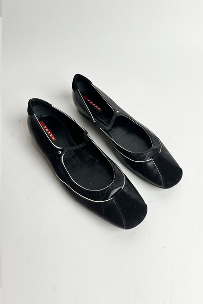Vintage 90s Prada Sports black leather mary janes