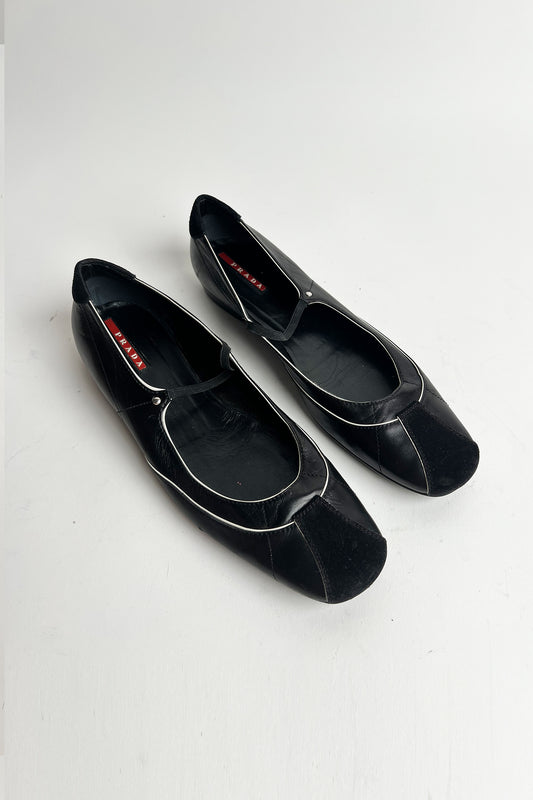Vintage 90s Prada Sports black leather mary janes