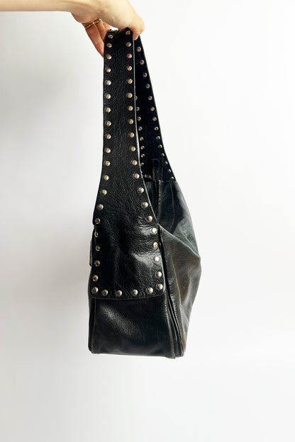 Vintage black Blumarine studded black leather shoulder bag