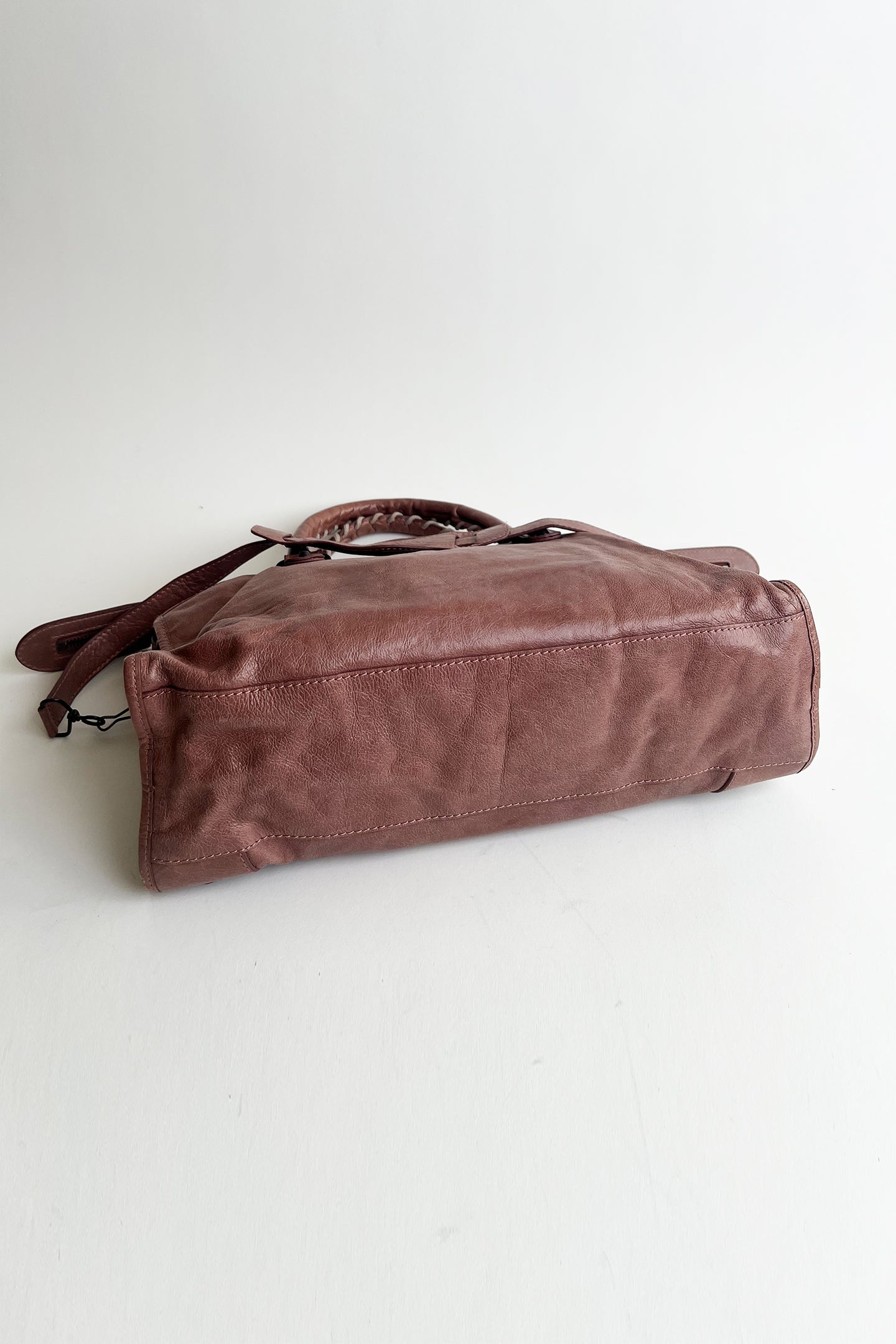 Vintage 2000s pale pink distressed leather Balenciaga City bag