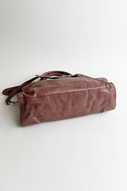 Vintage 2000s pale pink distressed leather Balenciaga City bag