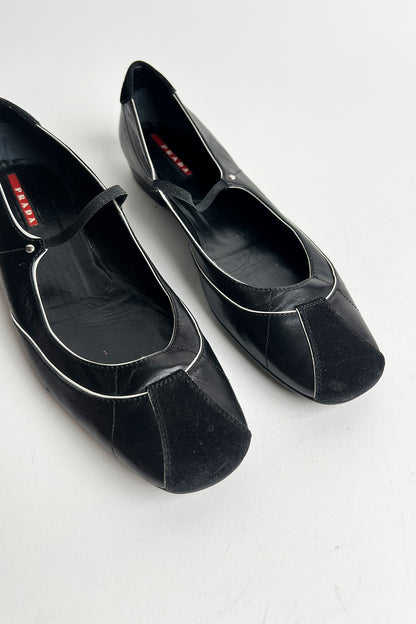 Vintage 90s Prada Sports black leather mary janes