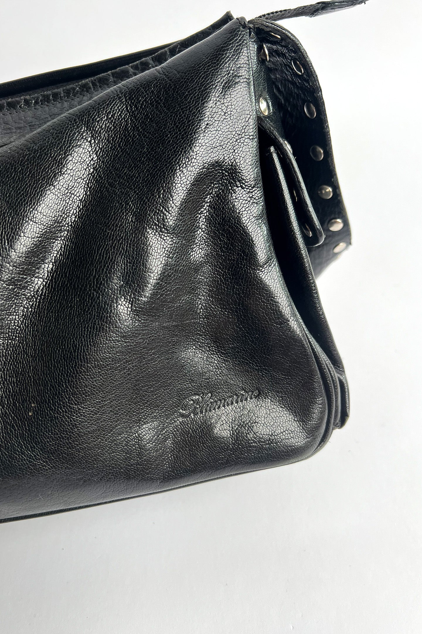 Vintage black Blumarine studded black leather shoulder bag