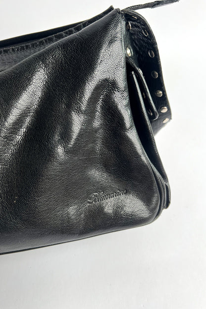 Vintage black Blumarine studded black leather shoulder bag