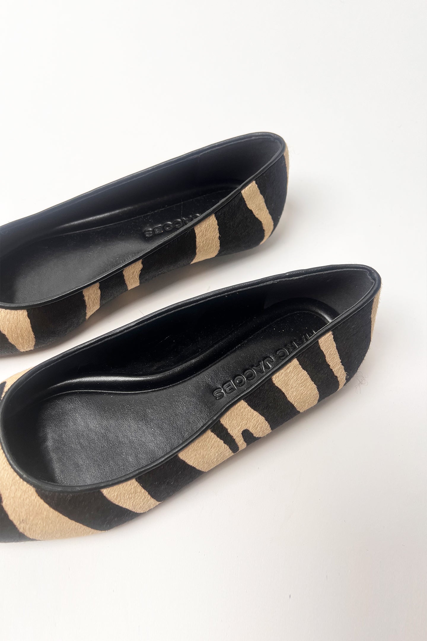 Marc Jacobs cowhide zebra print pointed toe flats