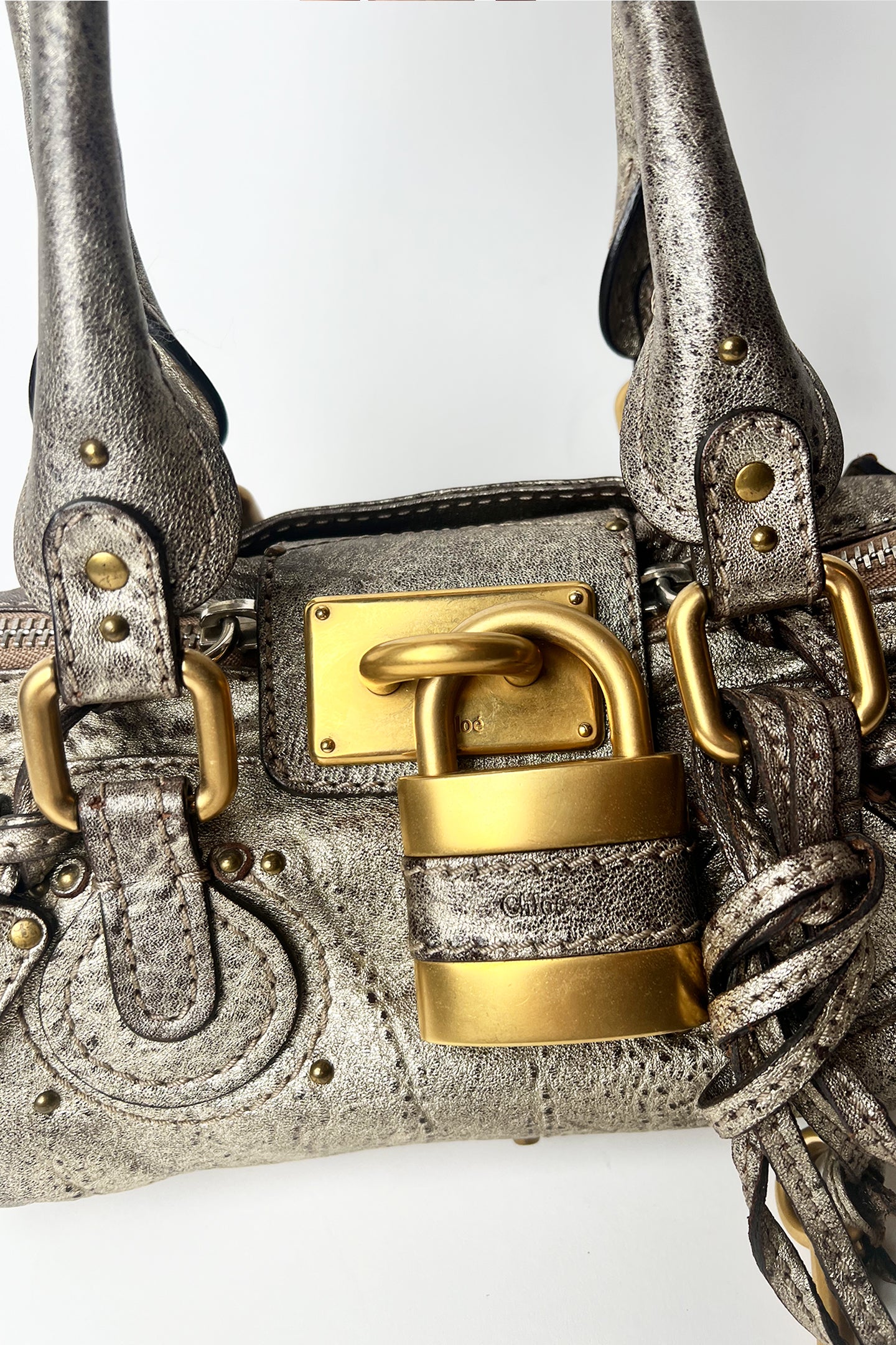 Vintage 2000s Chloe Mini Paddington bag in Metalic leather