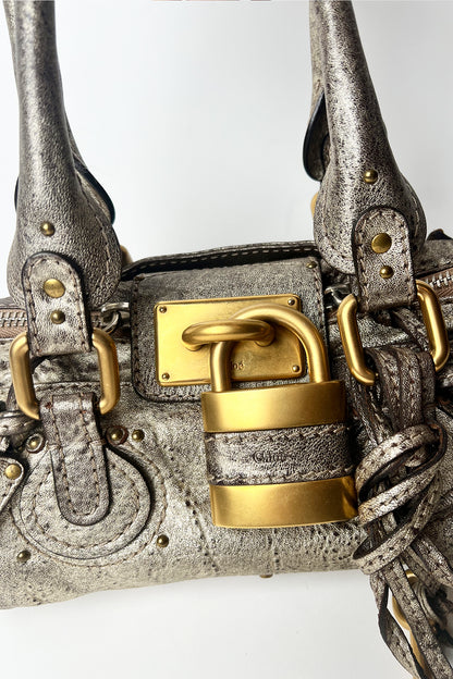 Vintage 2000s Chloe Mini Paddington bag in Metalic leather