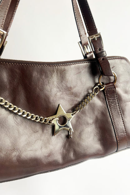 Vintage John Galliano piercing bag in brown leather