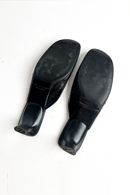 Vintage 90s Archive rare Prada sporty black mules with kitten heels