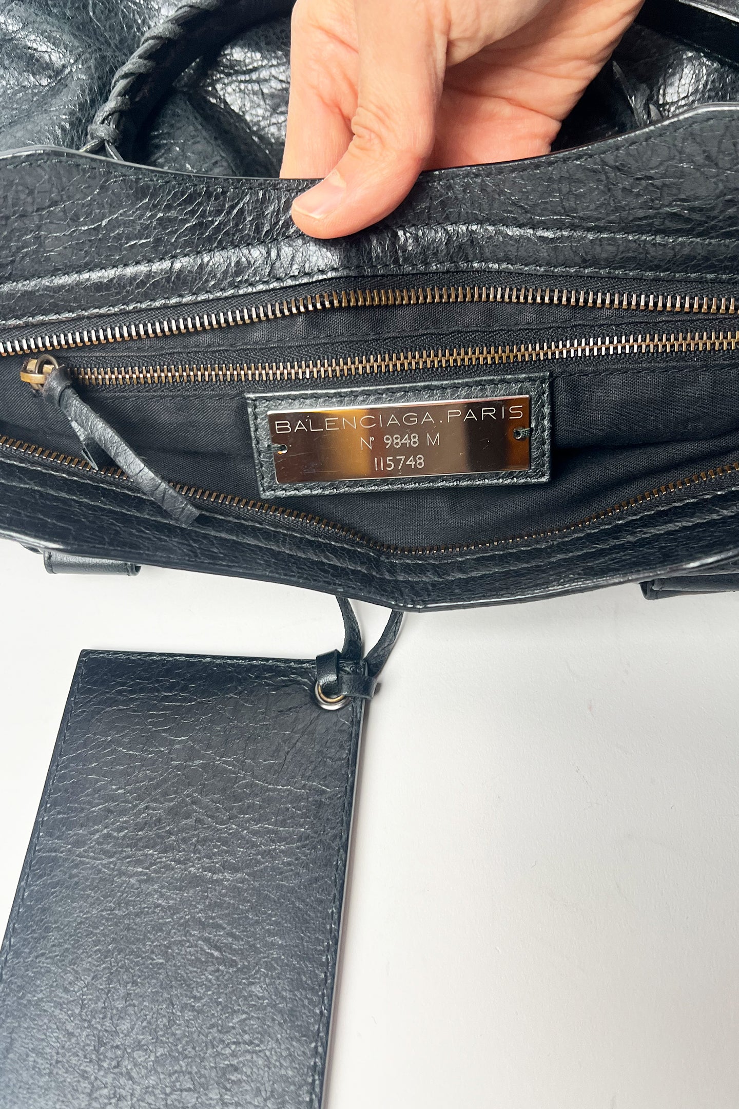Vintage 2000s black distressed leather Balenciaga City bag