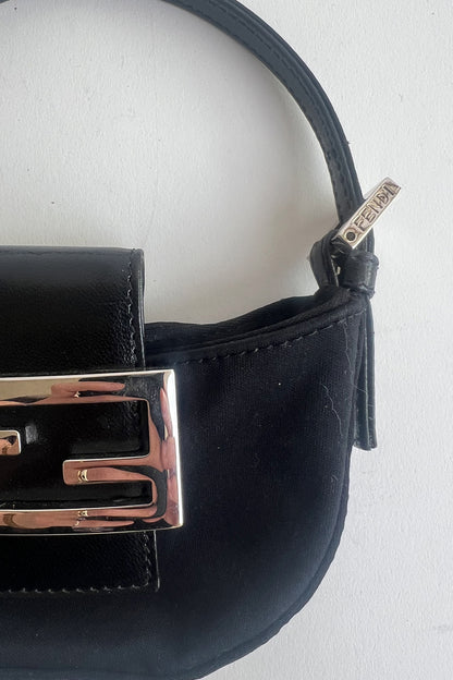 Vintage Fendi black nylon mini baguette
