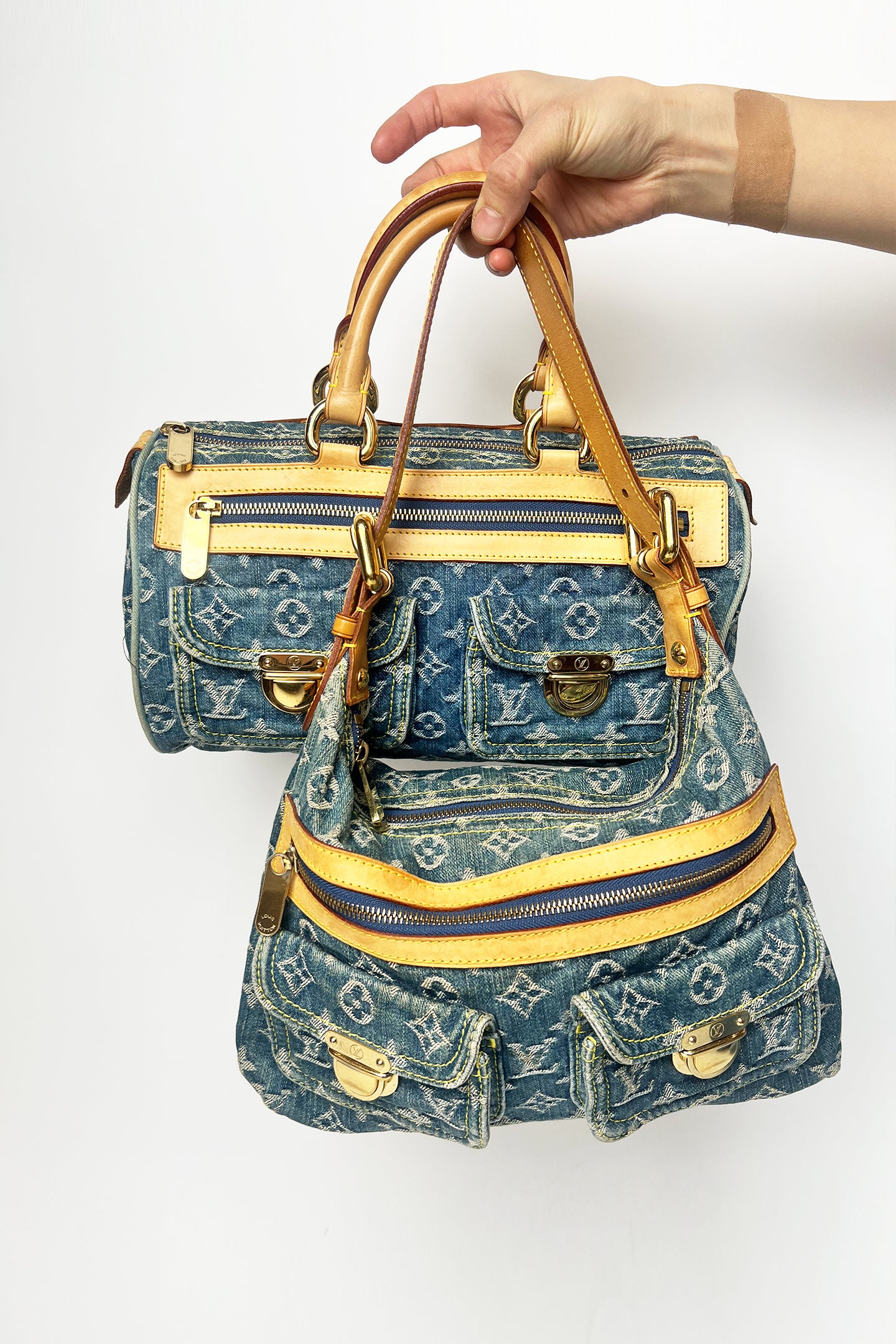 2005 vintage LOUIS VUITTON Monogram Denim Neo Speedy Hand Bag