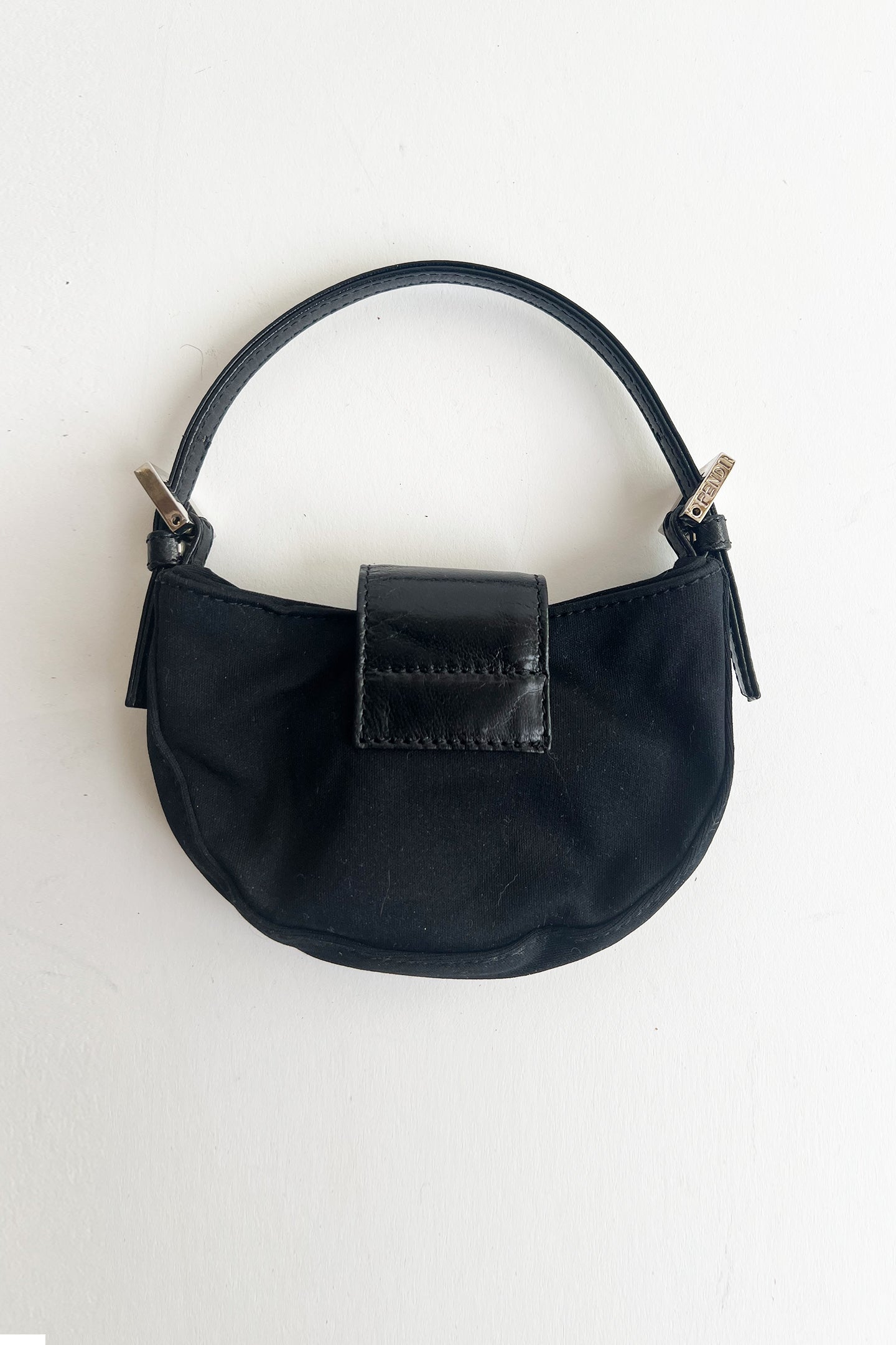 Vintage Fendi black nylon mini baguette