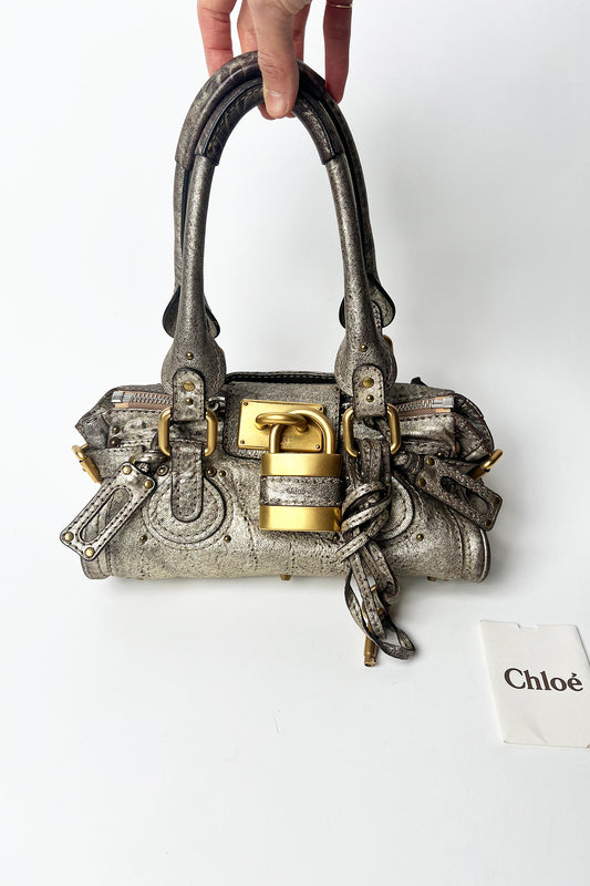 Vintage 2000s Chloe Mini Paddington bag in Metalic leather