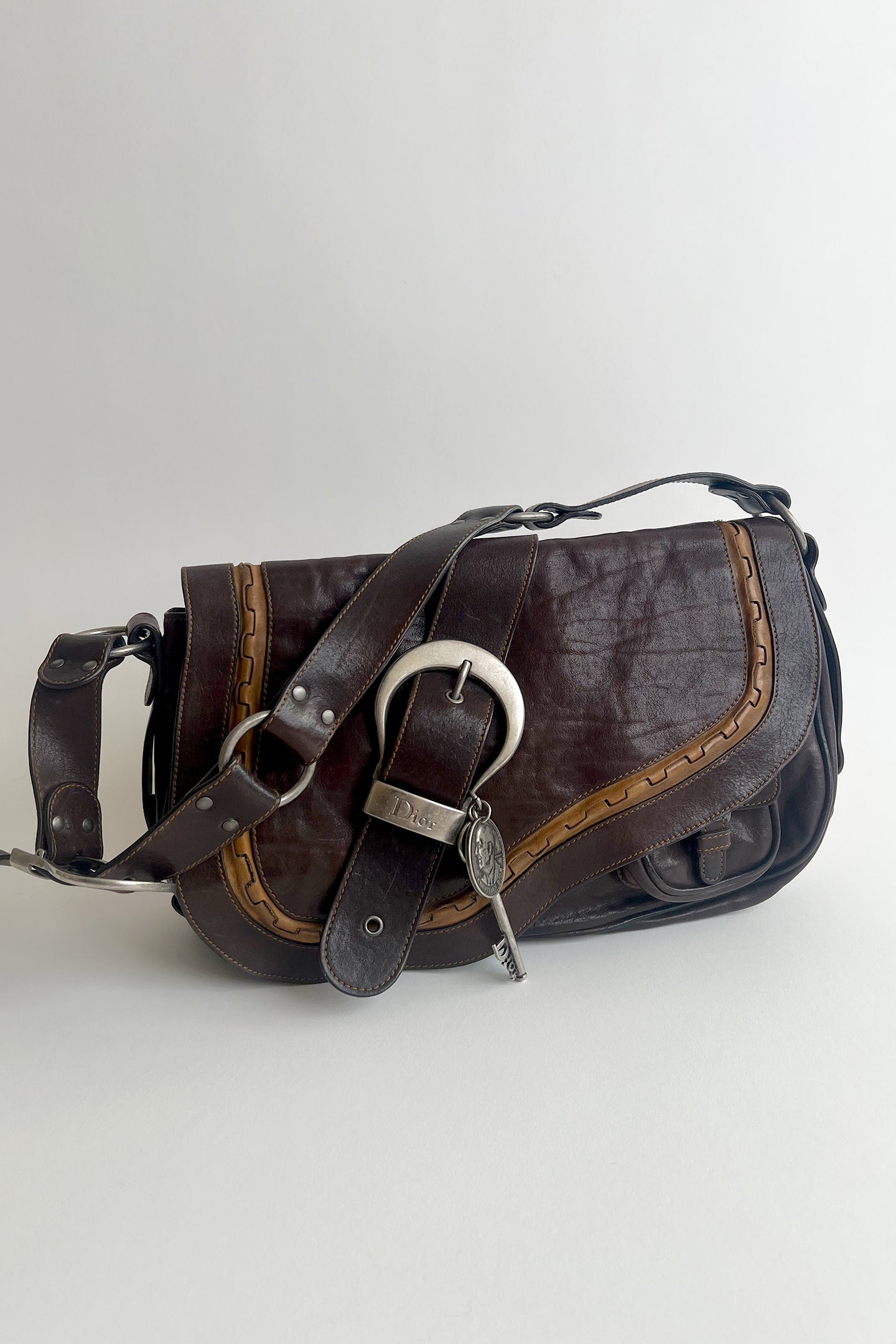 Vintage 90s John Galliano Dior Gaucho bag in brown leather