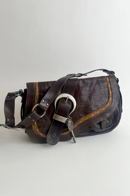 Vintage 90s John Galliano Dior Gaucho bag in brown leather