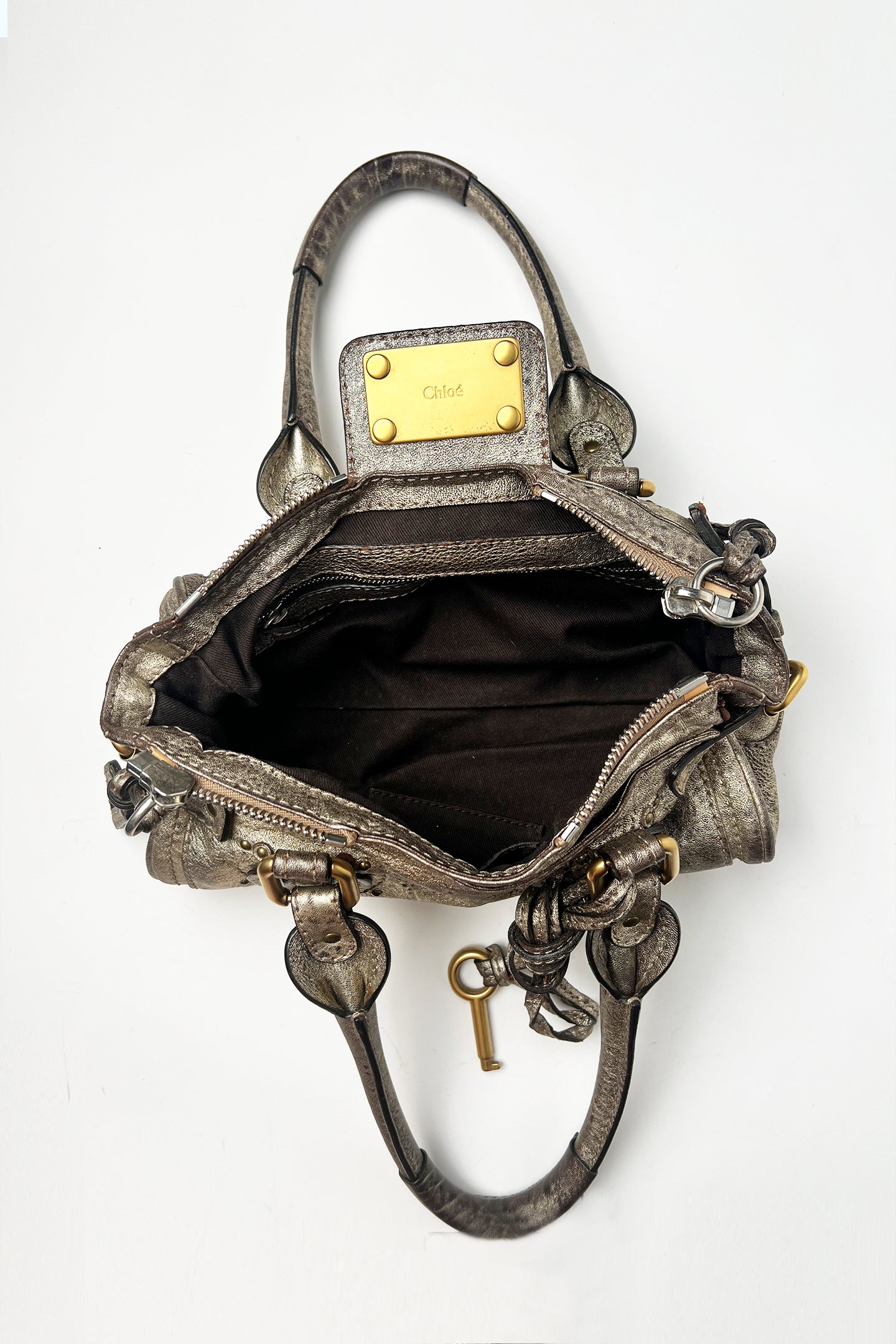 Vintage 2000s Chloe Mini Paddington bag in Metalic leather